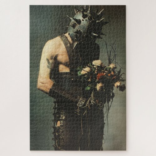 Goth Punk Rock Romeo With Roses Jigsaw Puzzle