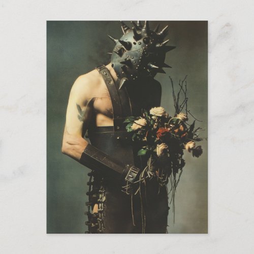 Goth Punk Rock Romeo With Roses Postcard