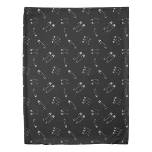 Goth Punk Rock Safety Pins Pattern Black Emo Duvet Cover