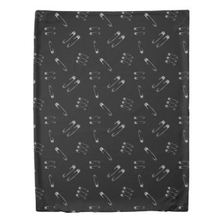 Goth Punk Rock Safety Pins Pattern Black Emo Duvet Cover