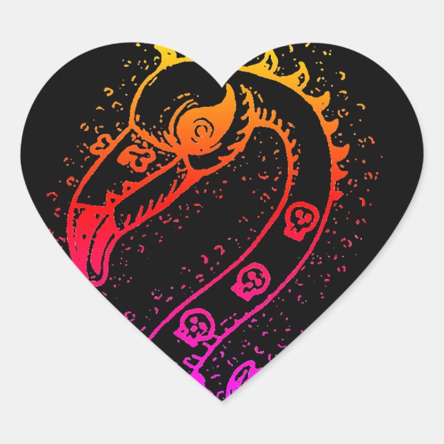 GOTH PUNK ROCKER FLAMINGO, SKULLS, SPIKED HAIR HEART STICKER (Front)