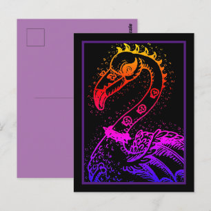GOTH PUNK ROCKER FLAMINGO, SKULLS, SPIKED HAIR POSTCARD
