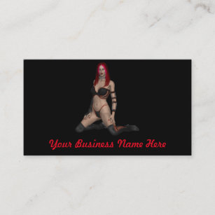 Goth Punk Vampire Woman in Black Leather Business Card