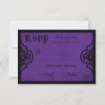Goth Purple And Black Lace Rsvp Card at Zazzle
