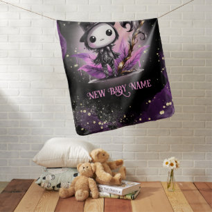 Goth Purple Black Halloween Event Baby Shower Blanket
