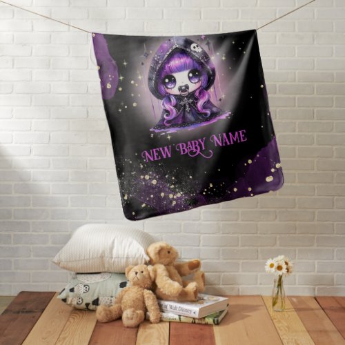 Goth Purple Black Halloween Event Baby Shower Blanket
