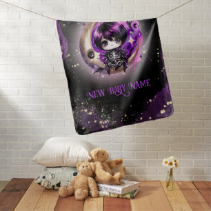 Goth Purple Black Halloween Event Baby Shower Blanket
