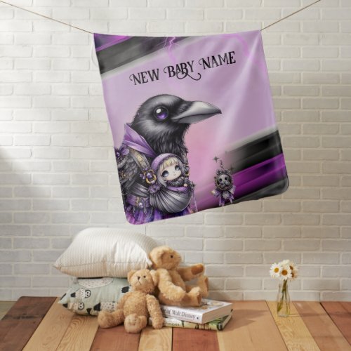 Goth Purple Black Halloween Event Baby Shower Blanket