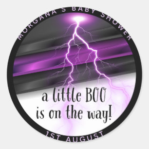 Goth Purple Black Halloween Event Baby Shower Classic Round Sticker