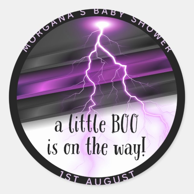 Goth Purple Black Halloween Event Baby Shower Classic Round Sticker (Front)