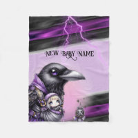 Goth Purple Black Halloween Event Baby Shower Fleece Blanket