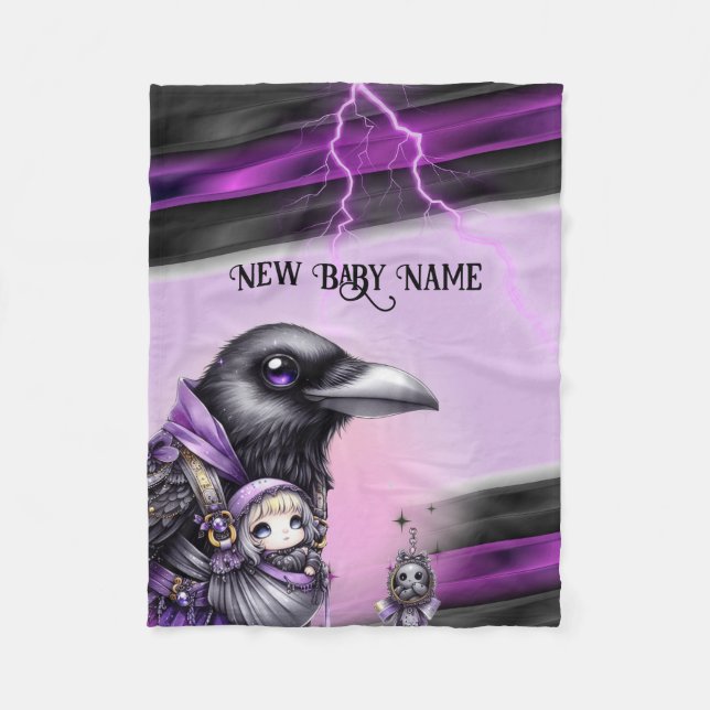 Goth Purple Black Halloween Event Baby Shower Fleece Blanket (Front)