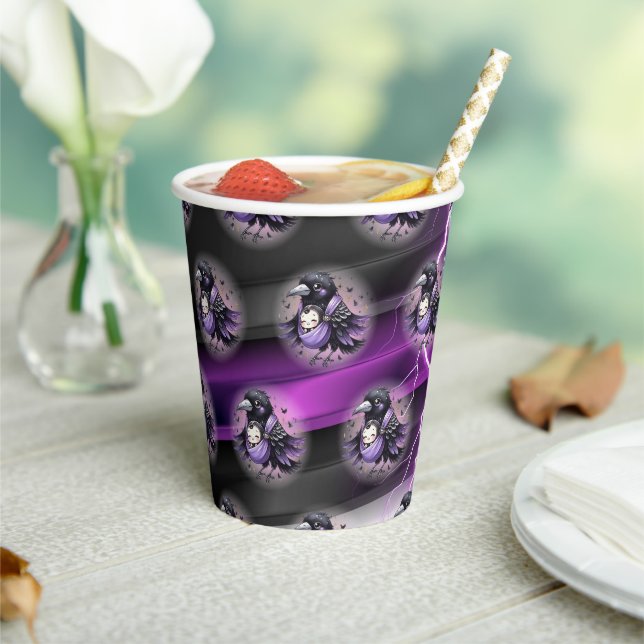 Goth Purple Black Halloween Event Baby Shower Paper Cups (Insitu)