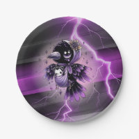 Goth Purple Black Halloween Event Baby Shower Paper Plates