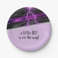 Goth Purple Black Halloween Event Baby Shower Paper Plates