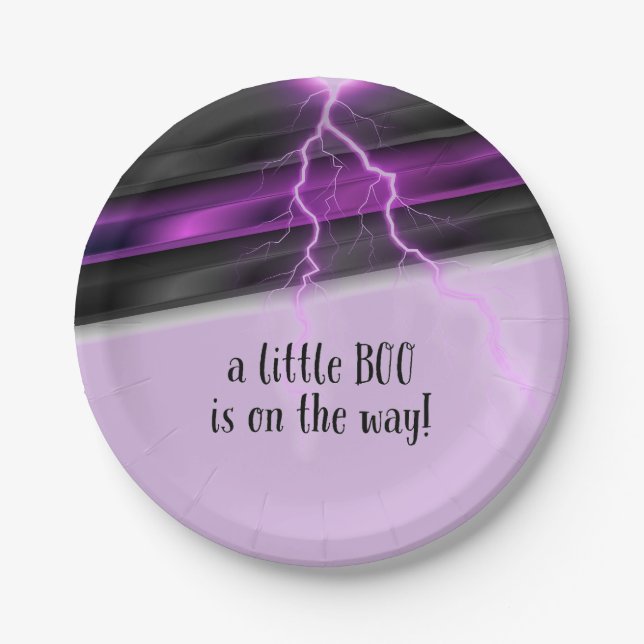 Goth Purple Black Halloween Event Baby Shower Paper Plates (Front)