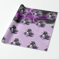 Goth Purple Black Halloween Event Baby Shower Wrapping Paper