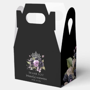 Goth Purple & Black Moody Florals Quinceañera Favor Boxes