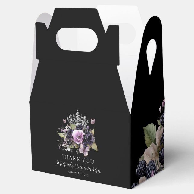 Goth Purple & Black Moody Florals Quinceañera  Favor Boxes (Opened)