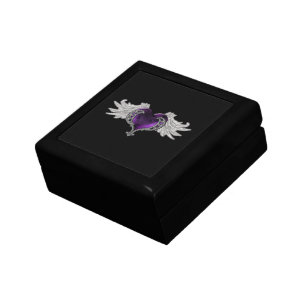 Goth Purple Heart with Angel Wings Gift Box