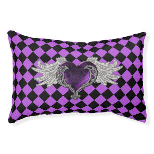 Goth Purple Heart with Angel Wings Small Pet Bed
