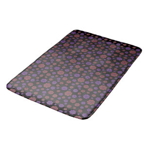 Goth Purple & Orange Fan Mandalas on Dk Gray Bath Mat