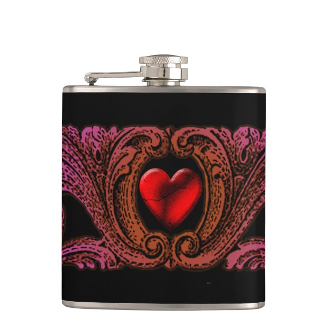 Goth Purple Ornament With Heart Flask (Front)