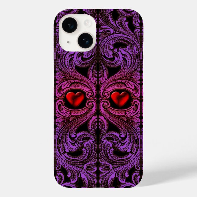 Goth Purple Ornament With Heart iPhone 6 Case (Back)