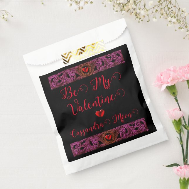 Goth Purple Ornament With Heart Personalized Favor Bag (Sealed)