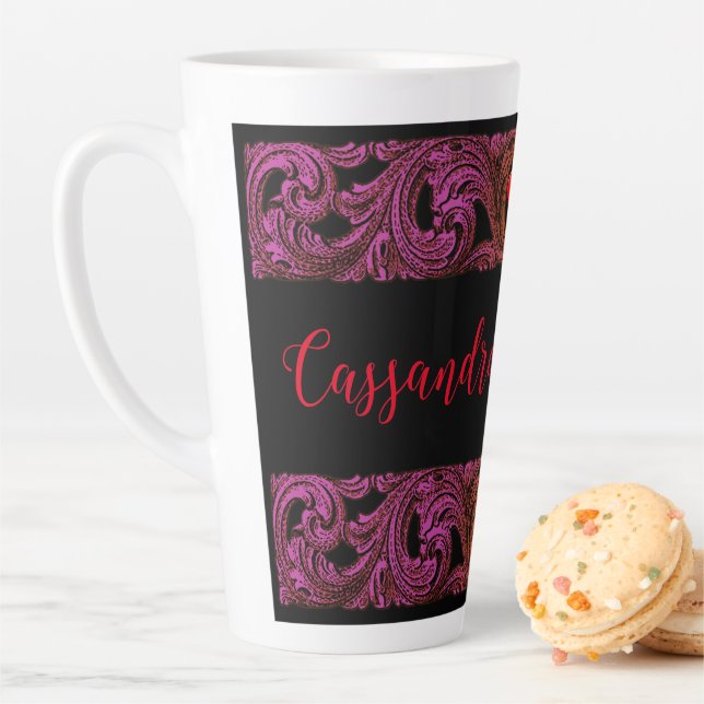 Goth Purple Ornament With Heart Personalized  Latte Mug (In Situ)