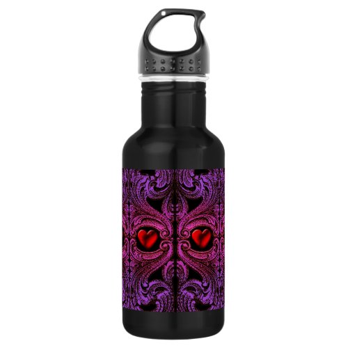 Goth Purple Ornament with Heart Stainless Steel Water Bottle