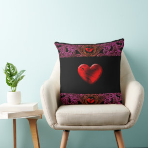 Goth Purple Ornament With Heart Throw Pillow