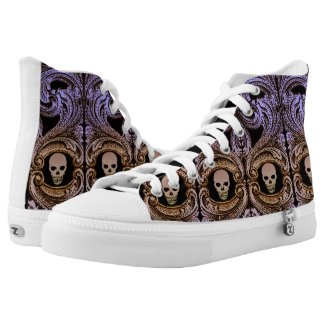 Goth Purple Ornament With Skull High-Top Sneakers