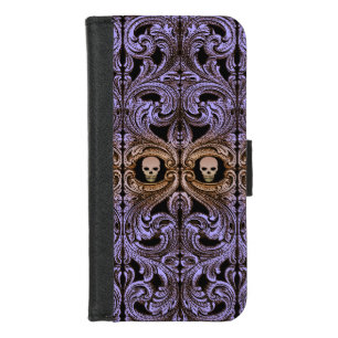 Goth Purple Ornament With Skull iPhone 8/7 Wallet Case