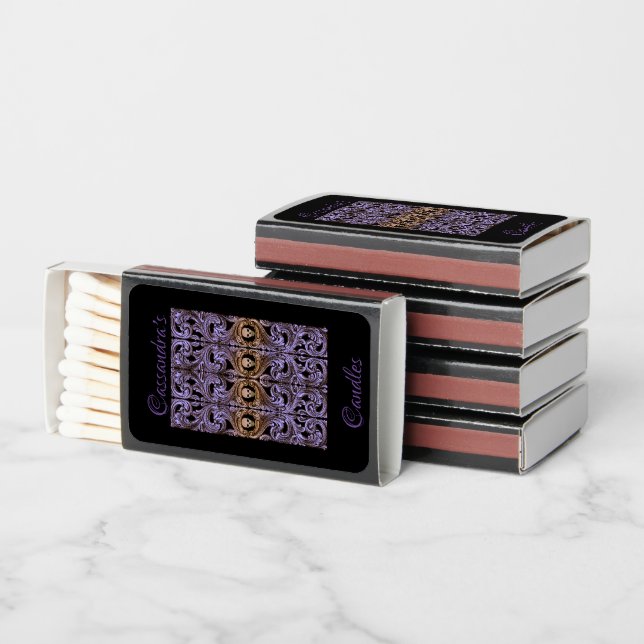 Goth Purple Ornament with Skull Promotional Matchboxes (Stacked)