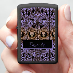 Goth Purple Ornament with Skull Zippo Lighter