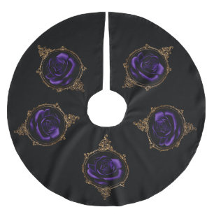 Goth Purple Rose Brushed Polyester Tree Skirt