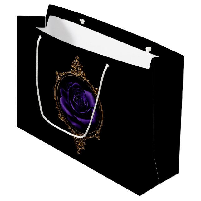 Goth Purple Rose Large Gift Bag (Front Angled)
