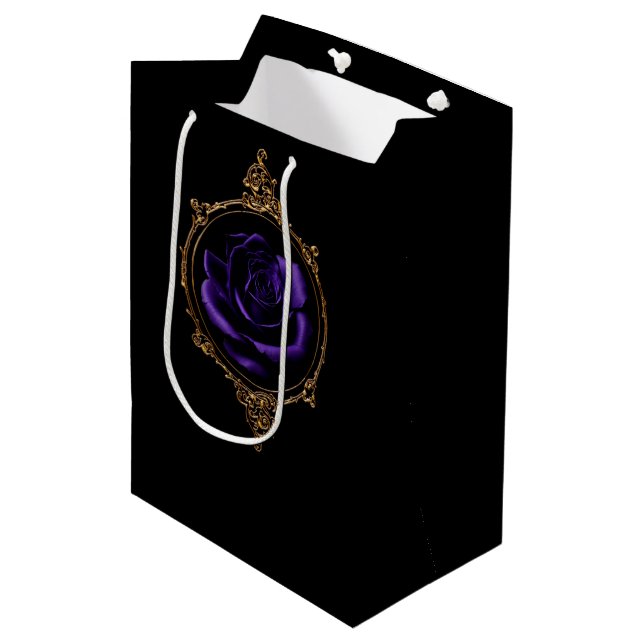 Goth Purple Rose  Medium Gift Bag (Front Angled)