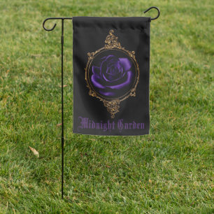 Goth Purple Rose Midnight Garden Flag