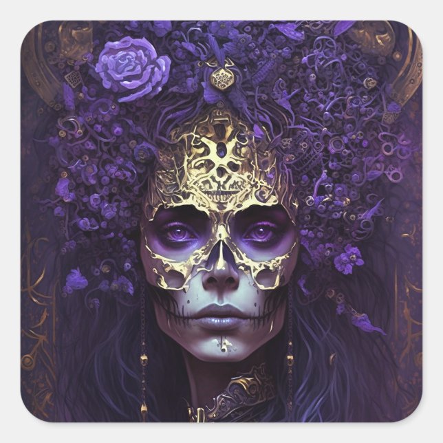 Goth Queen Fantasy Art Square Sticker (Front)