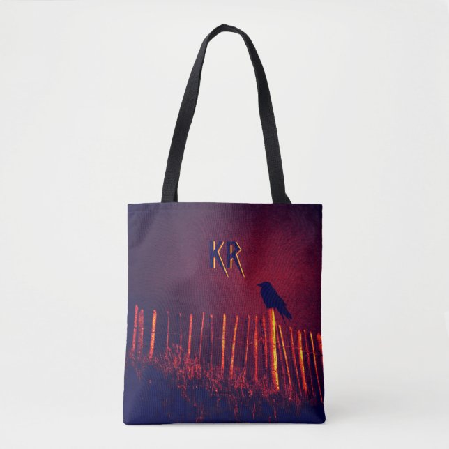 Goth Quoth The Raven Under Midnight Sky, Monogram Tote Bag (Front)