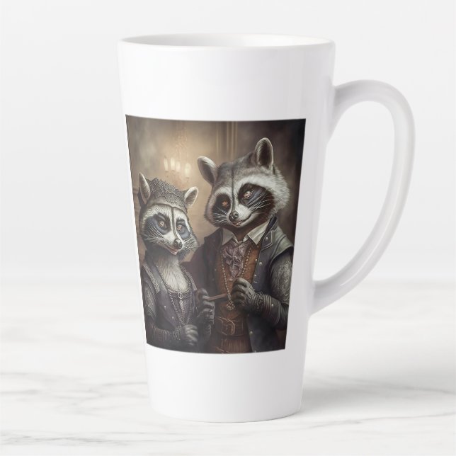 Goth Raccoons Latte Mug  (Right)