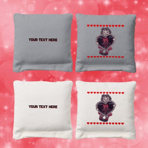 Goth Rag Doll Striped Stockings Black Heart Red Cornhole Bags