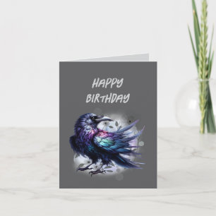 Goth Raven Birthday Card Dark Aesthetic