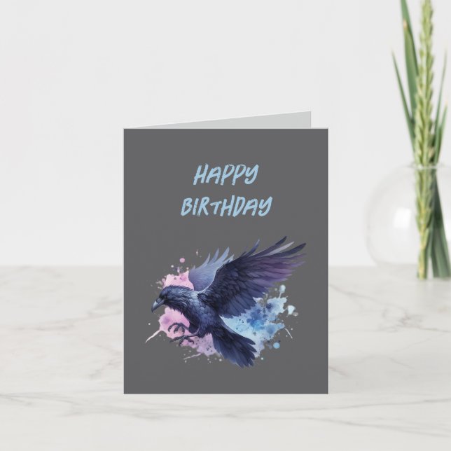 Goth Raven Birthday Card Dark Aesthetic (Front)