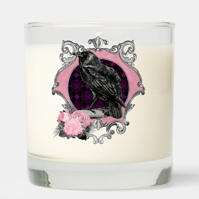 Goth Raven Rose Frame Scented Candle (Front)