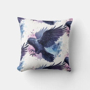 Goth Raven Throw Pillow