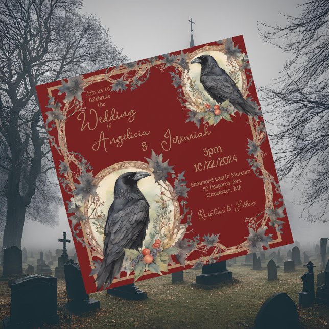 Goth Raven Wicca Wedding Invitation (Creator Uploaded)