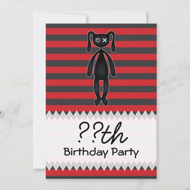 Goth Red and Black Bunny Birthday Invitation (Front)